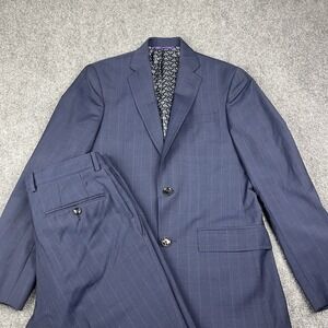 Ted Baker London Endurance Jay Ct Blue Purple Plaid Suit Men 36R 29x29 100% Wool